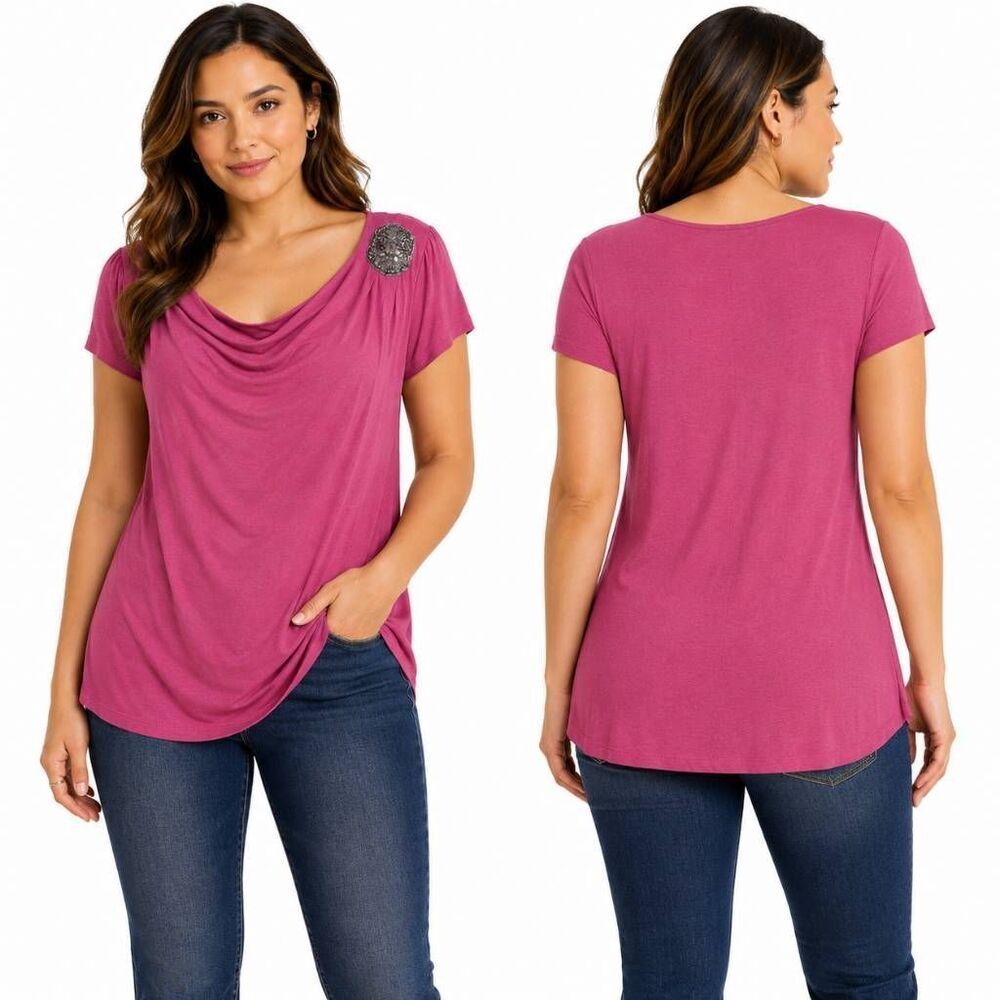 Maurices Pink Drape Neck Top M